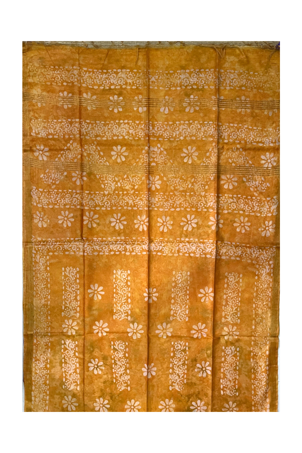 Southloom Cotton Yellow Saree with Baswara Prints on Body and Pallu