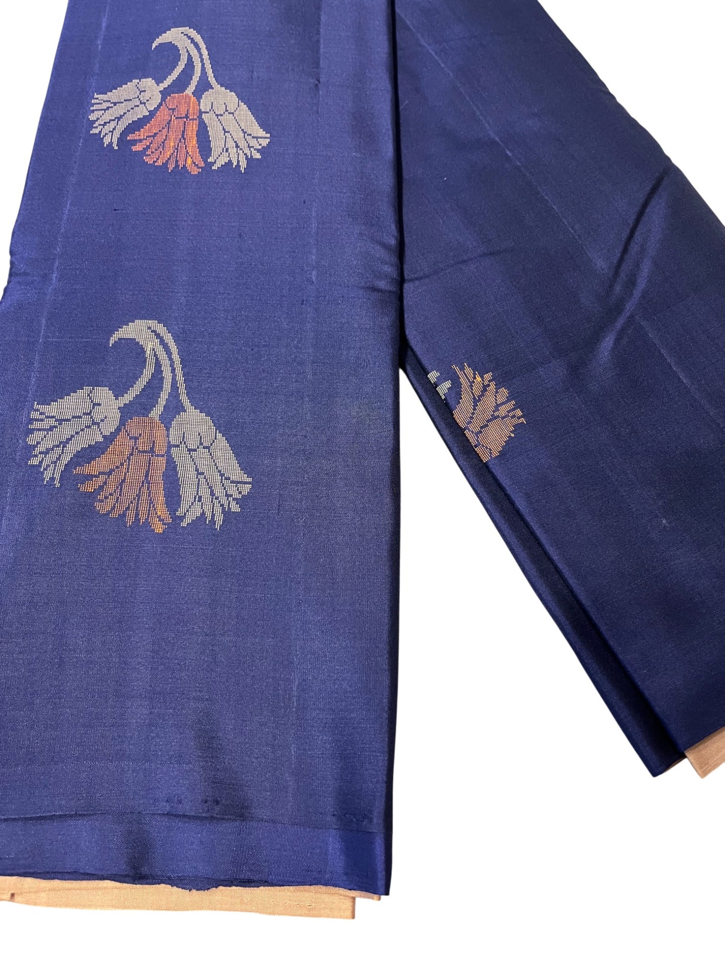 Southloom Pure Handloom Bridal Kanchipuram Silk Saree with Korvai Work (Blue & Beige)