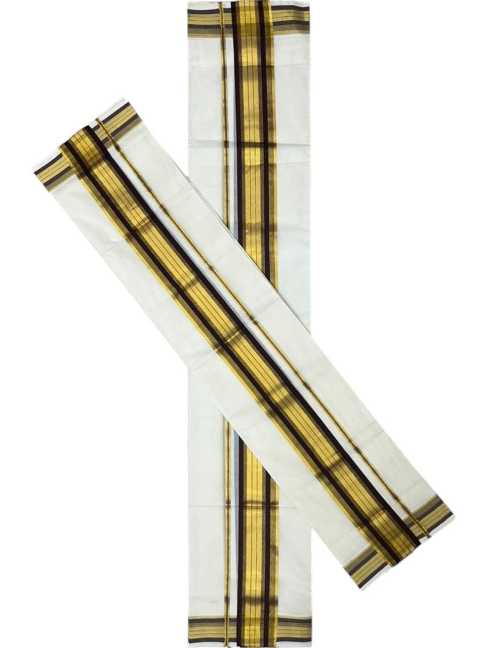 Southloom Premium Handloom Set Mundu with Kasavu With Brown and Golden Border (2.80 Mtr)