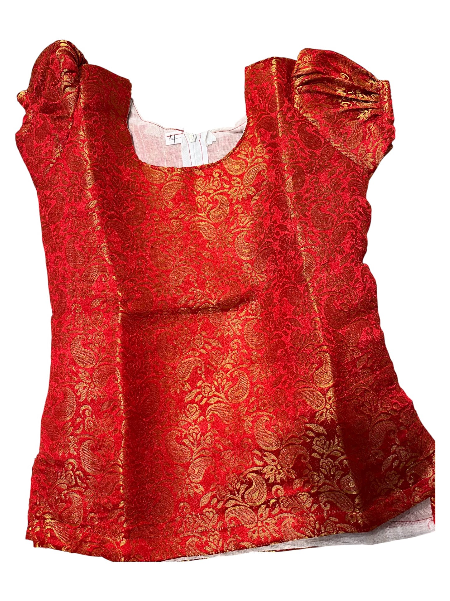 Southloom Kerala Tissue Kasavu Pavada Blouse  for Kids