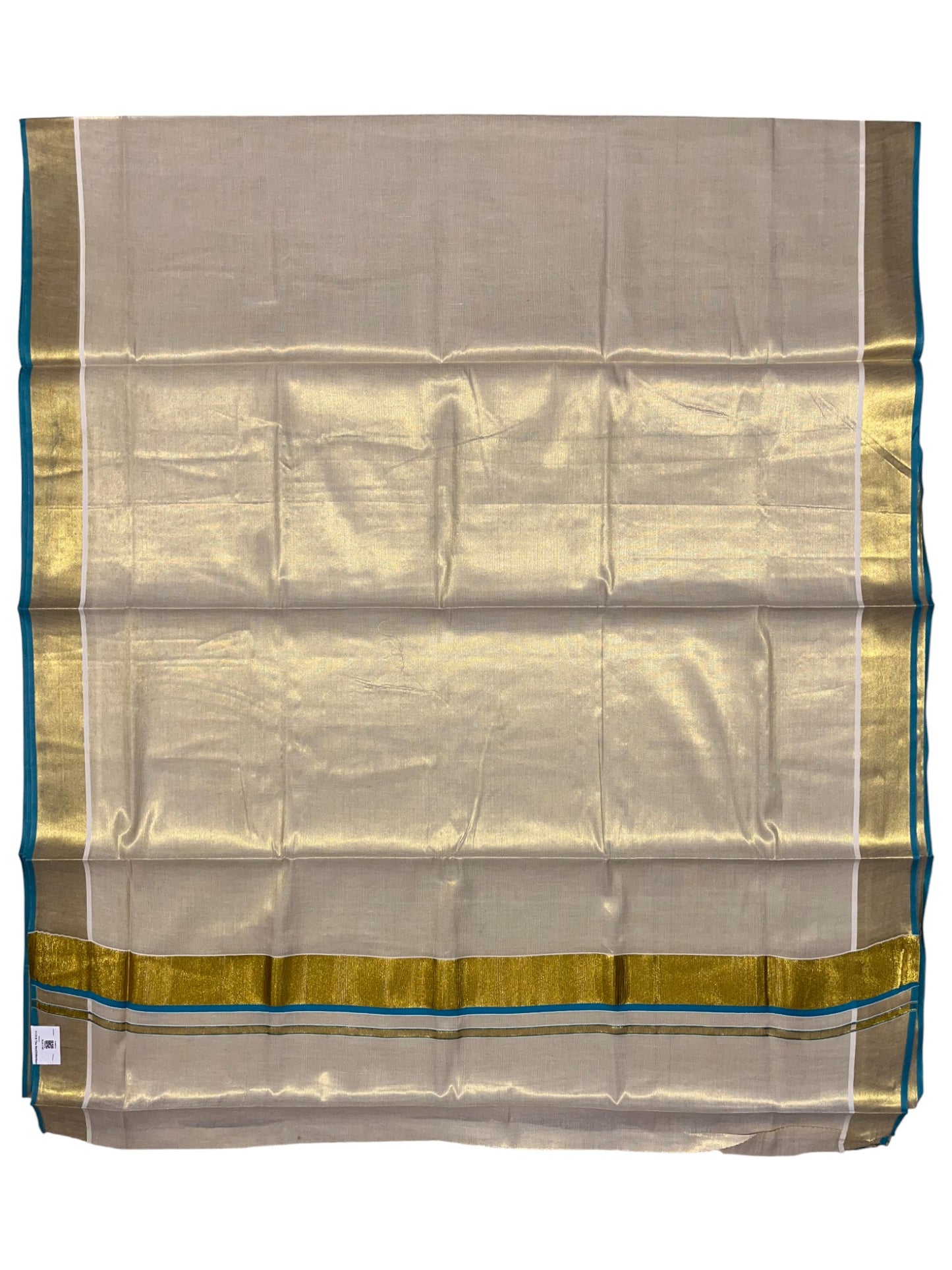 Southloom Kerala Tissue Kasavu Plain Saree With Blue Border