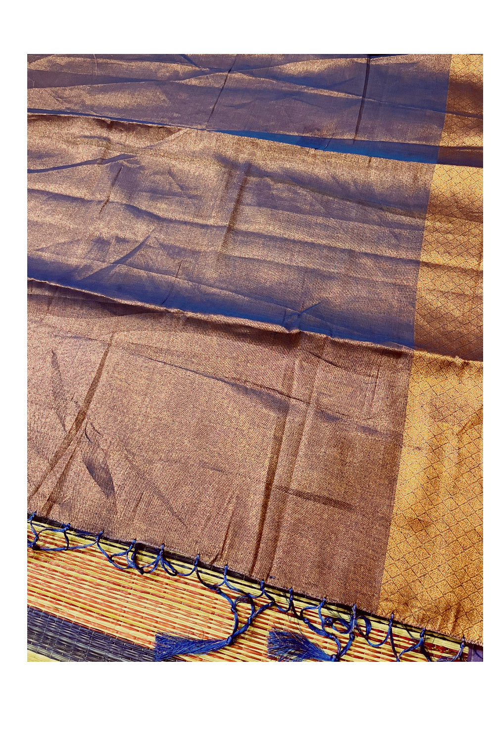 Southloom Violet Tissue Plain Saree with Kalamkari Printed Blouse Piece