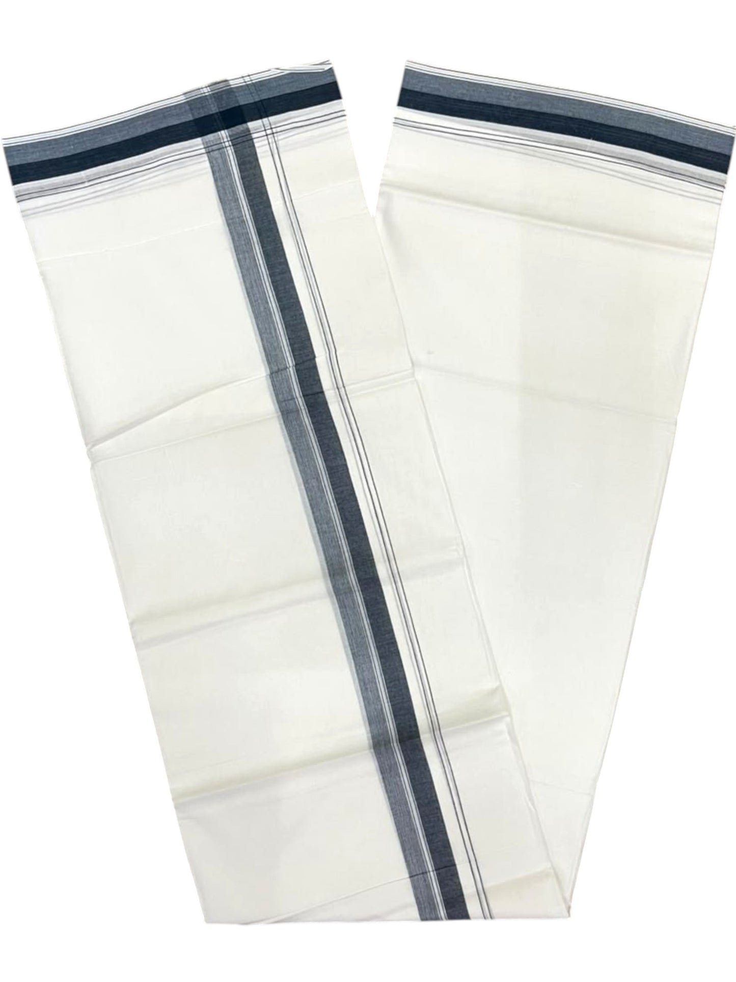 Southloom Pure Cotton Mundu with Grey Border (South Indian Kerala Dhoti)