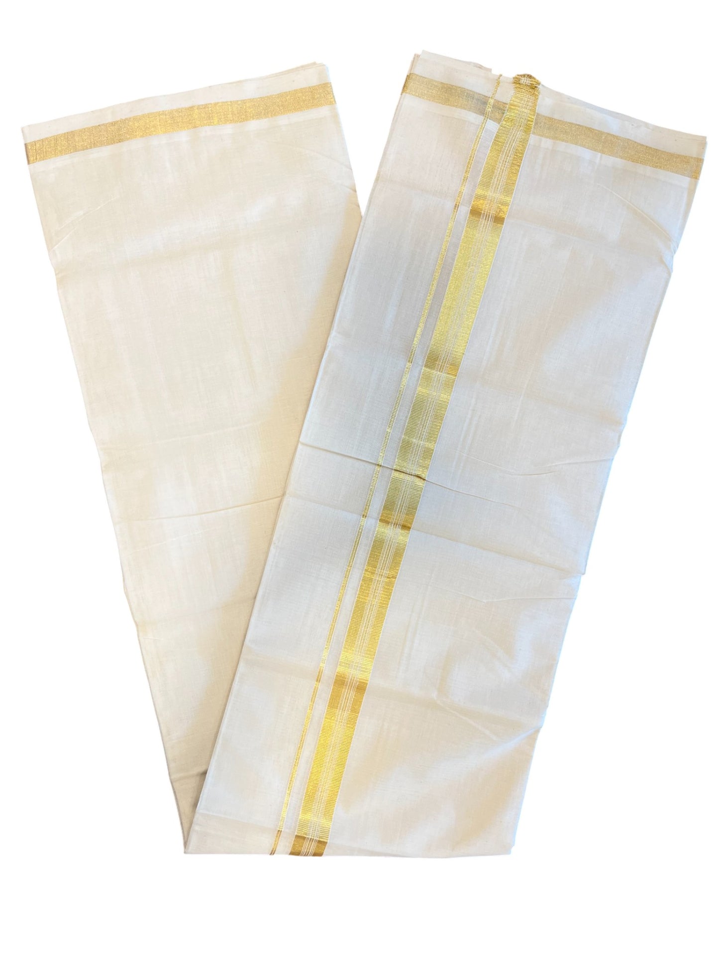 Southloom Premium Handloom Cotton Gold Kasavu Double Mundu