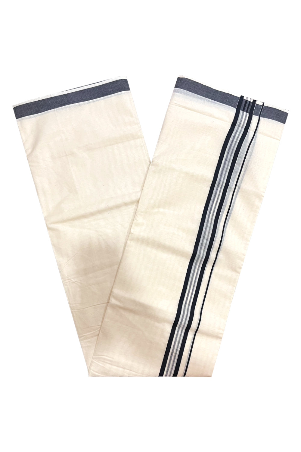 Kerala Cotton Double Mundu with Black Line Border (Onam Mundu 2023)