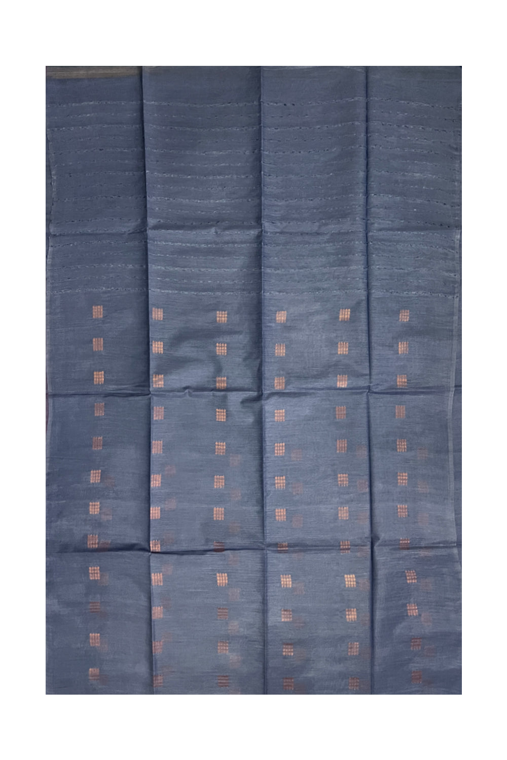 Southloom Cotton Grey Saree with Copper Butta Works on Body