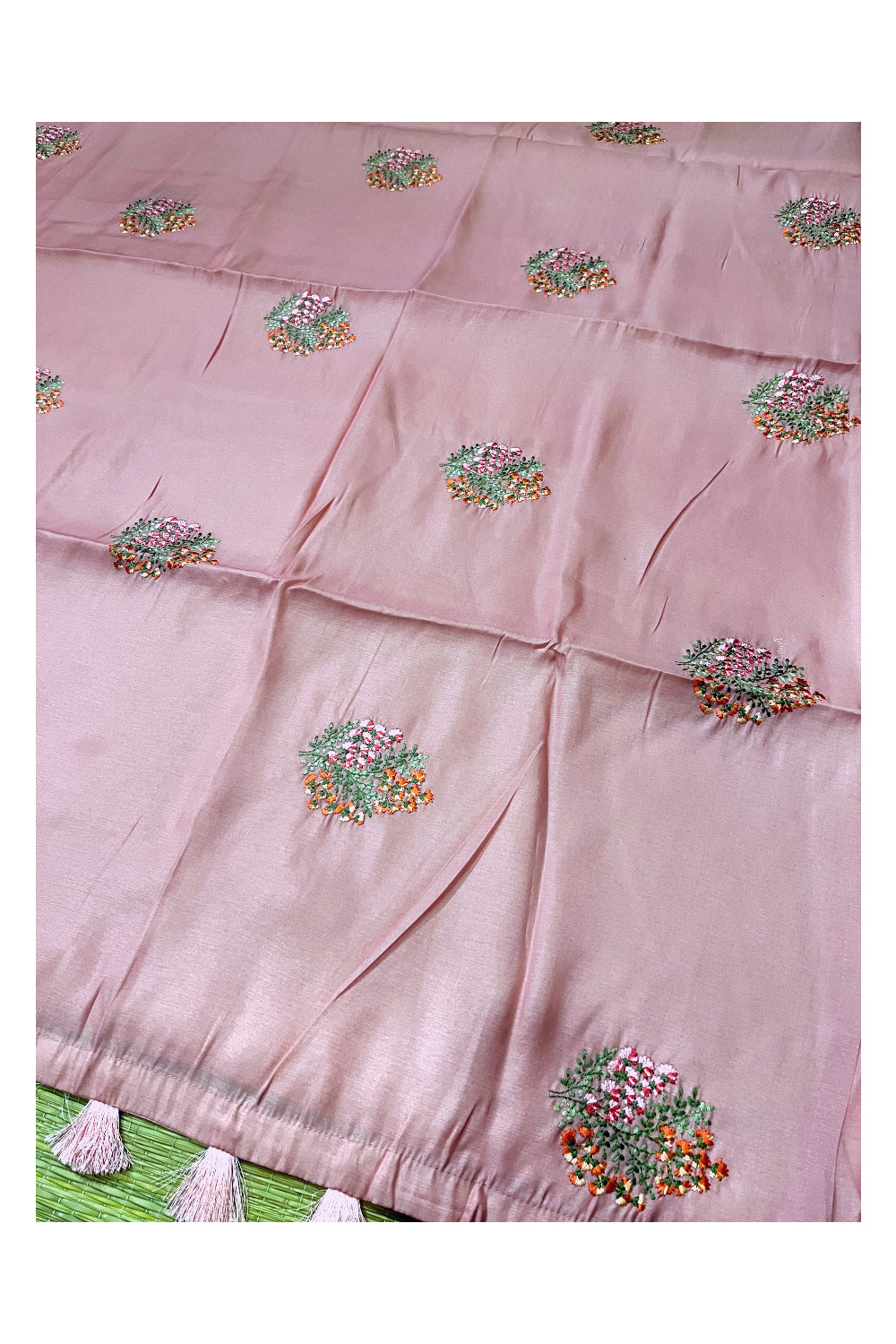 Southloom Art Silk Pink Designer Embroidery Saree