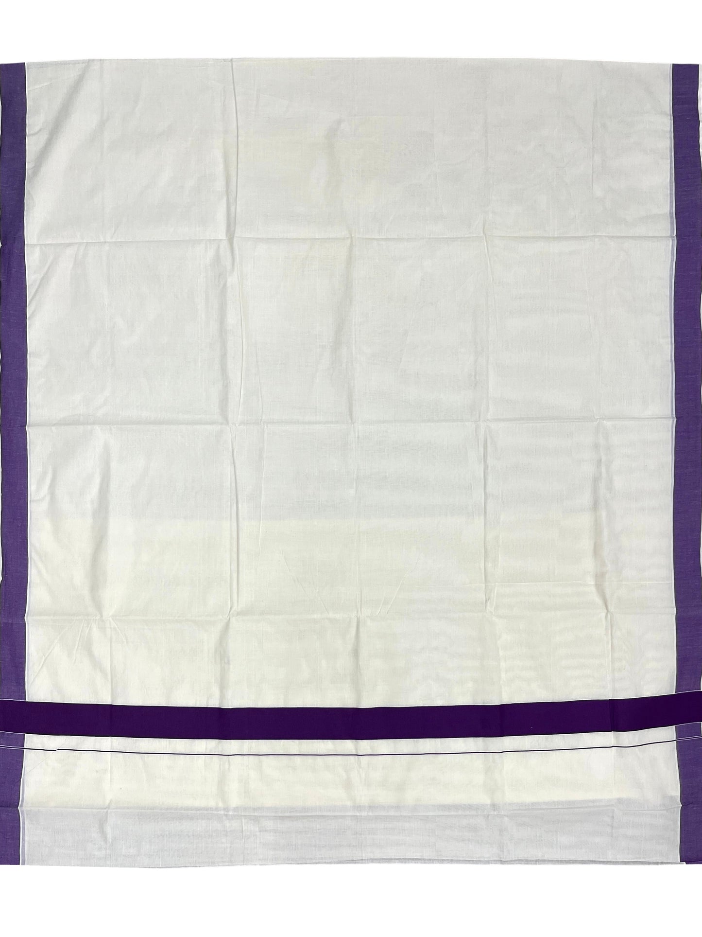 Southloom Pure Cotton Kerala Saree with Violet Plain Border