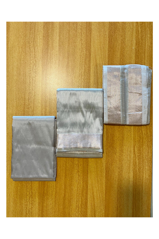 Southloom Semi Silk Mundu / Vesthi / Dhothi Set with Matching Silk Shirt Piece (Including Silk Shawl)