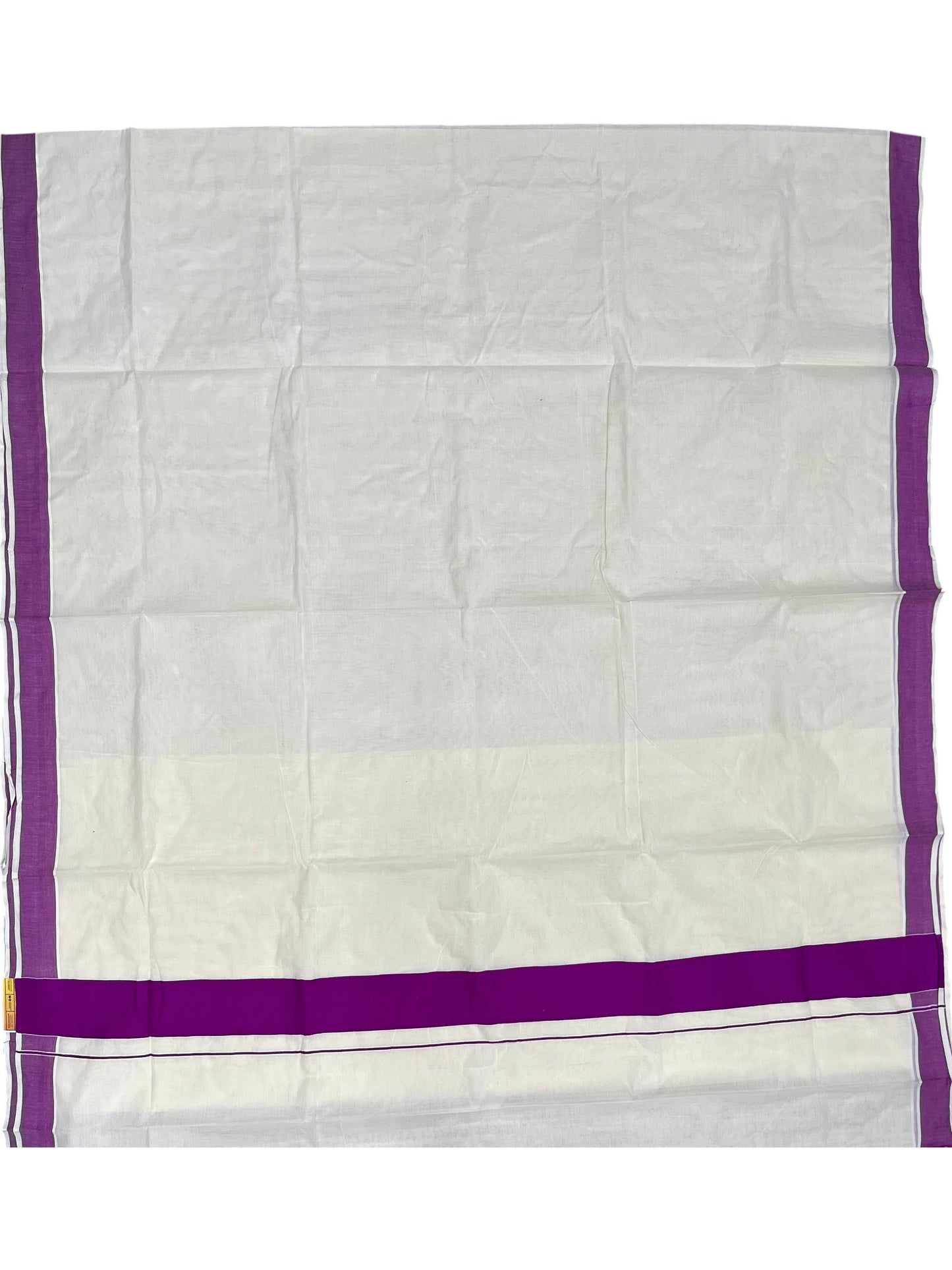 Southloom Kerala Pure Cotton Plain Kasavu Saree with Violet Border 3 inch