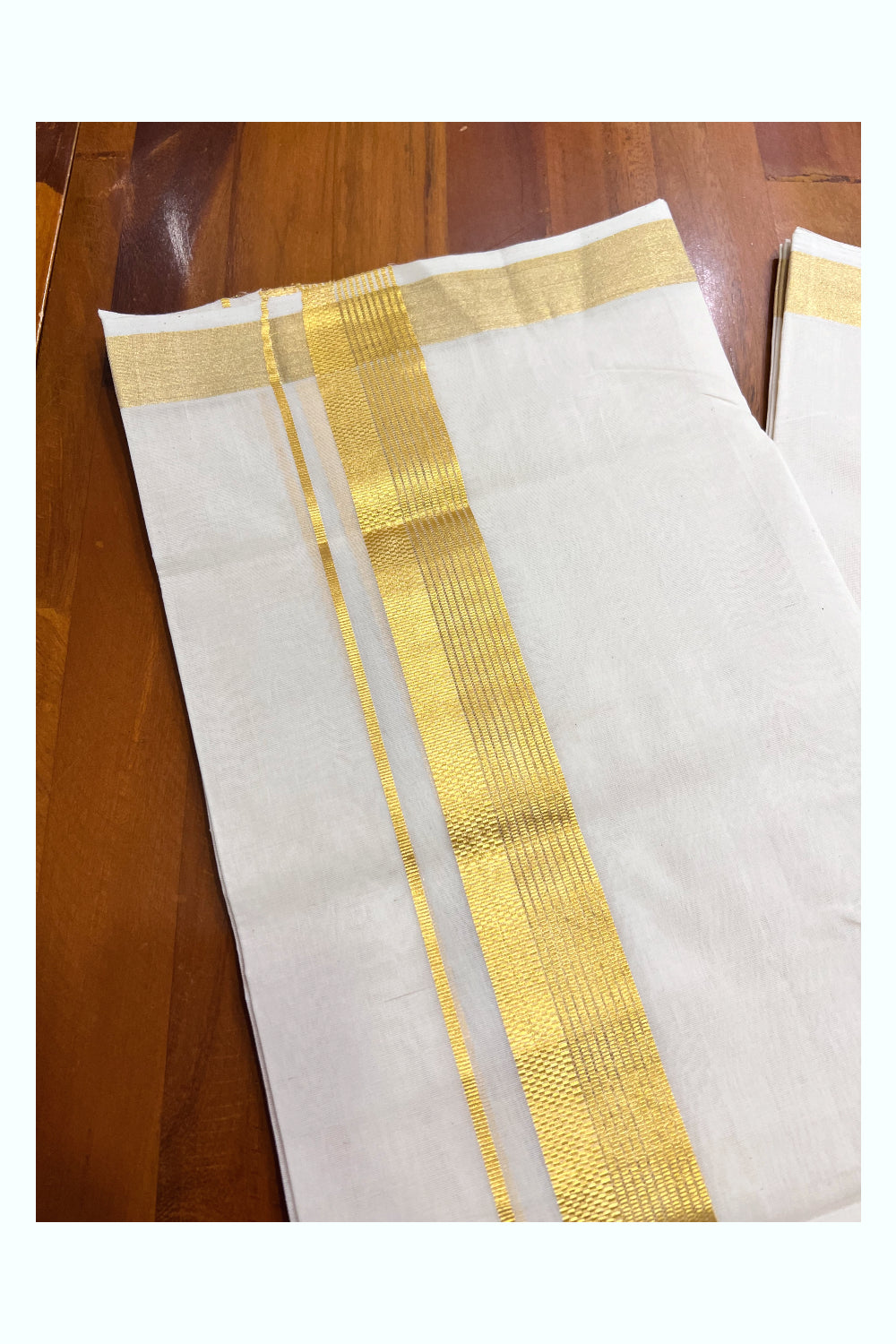 Southloom Super Premium Balaramapuram Unakkupaavu Handloom Mundu with Kasavu Border (South Indian Kerala Dhoti)