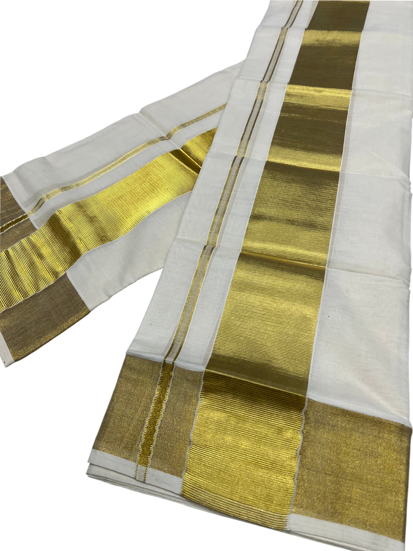 Kerala Cotton Plain Single Set Mundu (Mundum Neriyathum) with Half Fine 3 inch Border in 2.80 Mtrs