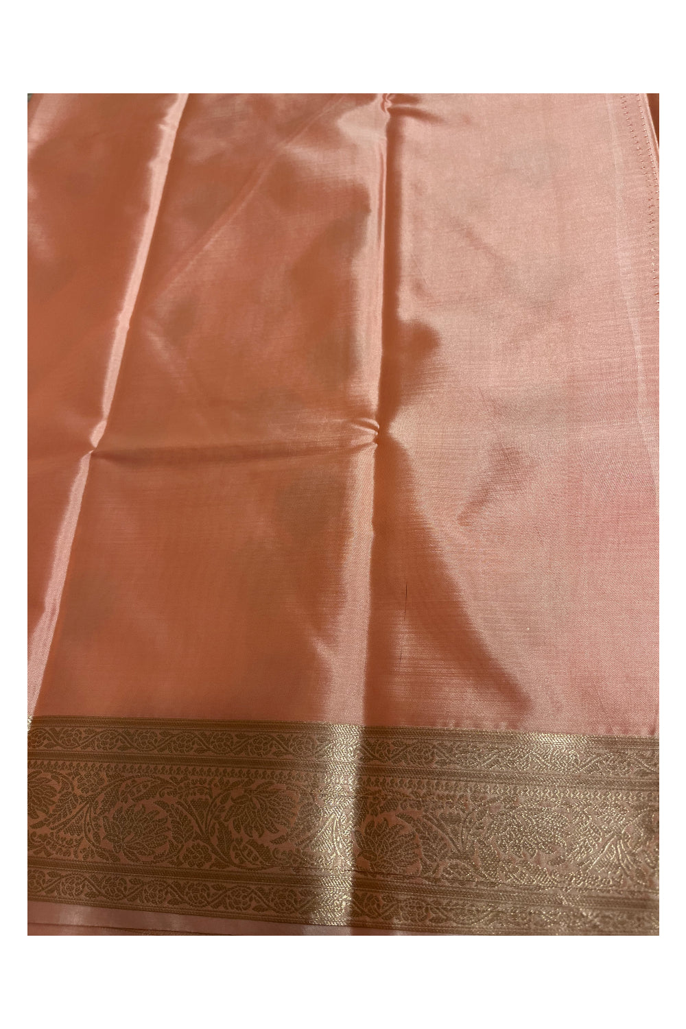 Southloom  Pastel Shade Silk Saree In Orange With Woven Zari Borders And Butta Work Across Body