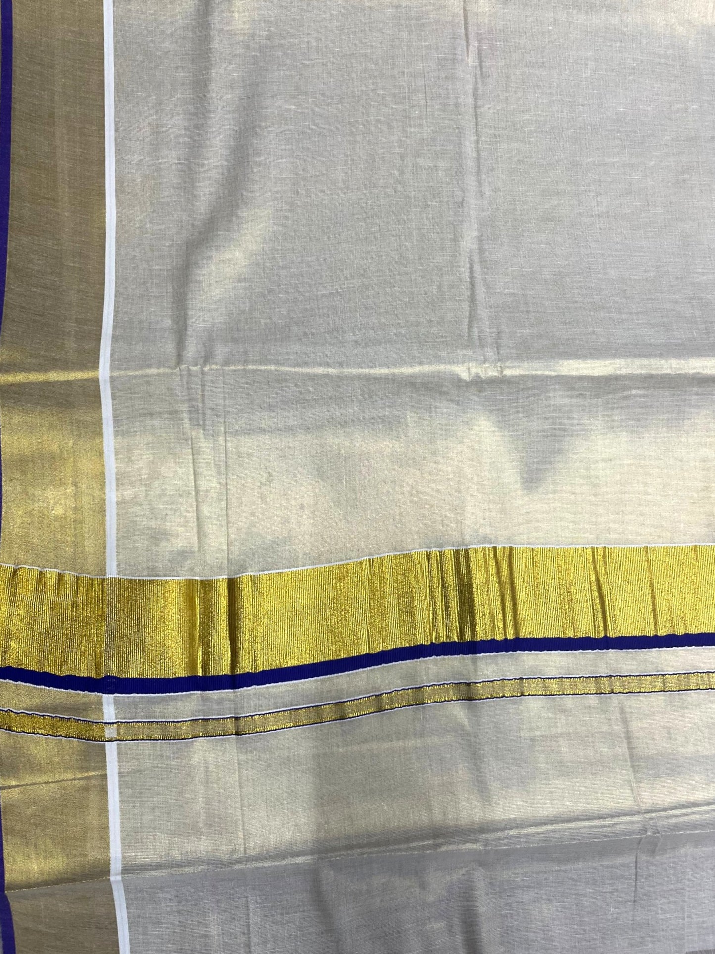 Southloom Kerala Tissue Kasavu Plain Saree With Voilet Border