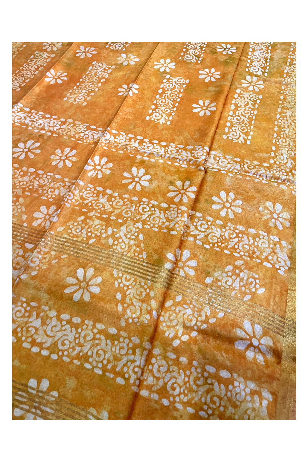 Southloom Cotton Yellow Saree with Baswara Prints on Body and Pallu