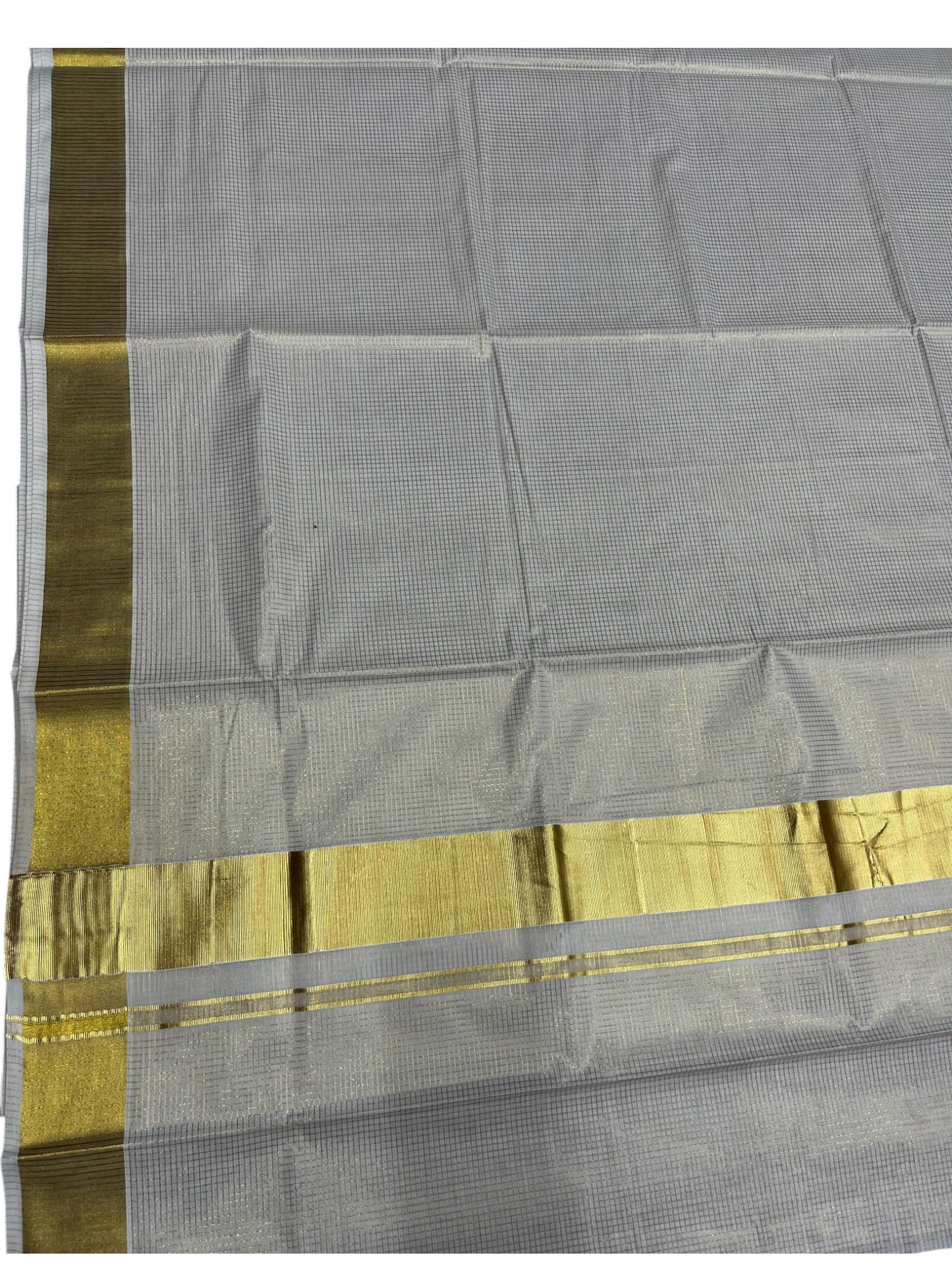 Southloom Kerala Cotton Kasavu Saree with Micro Check on Body