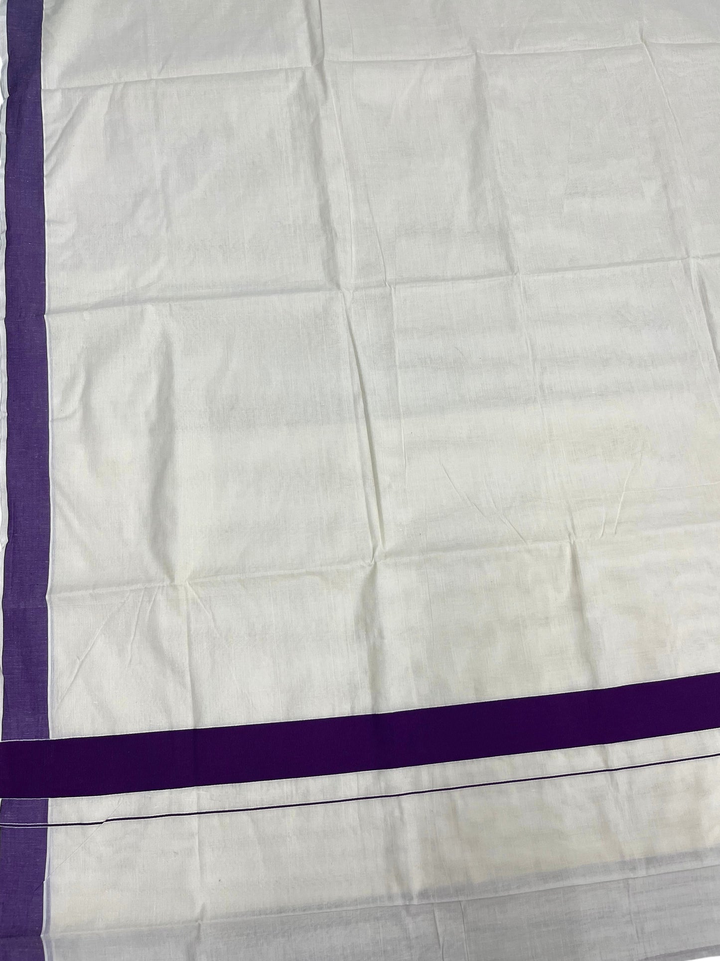 Southloom Pure Cotton Kerala Saree with Violet Plain Border