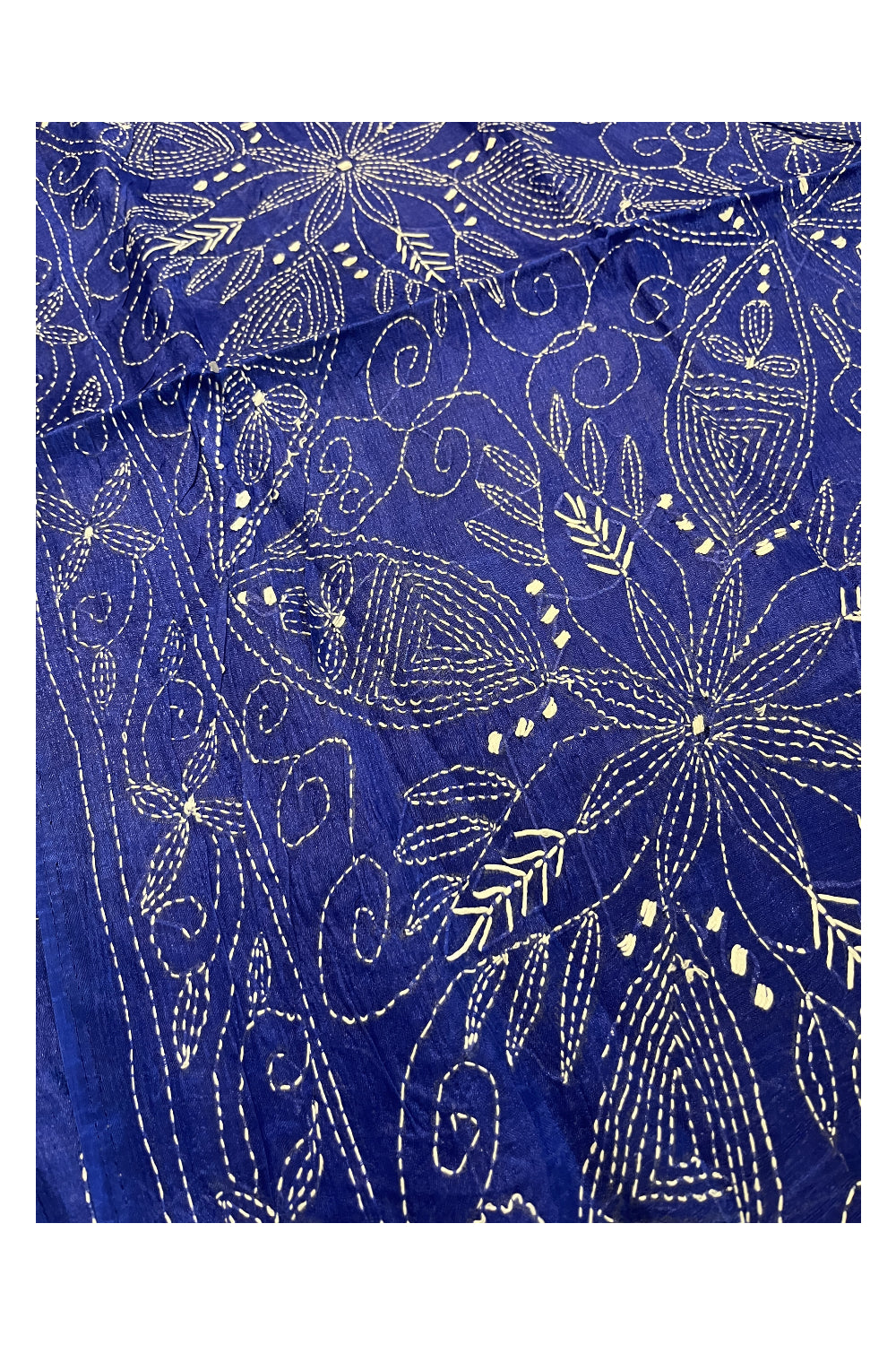 Southloom Kantha Thread Work Designer Blue Saree