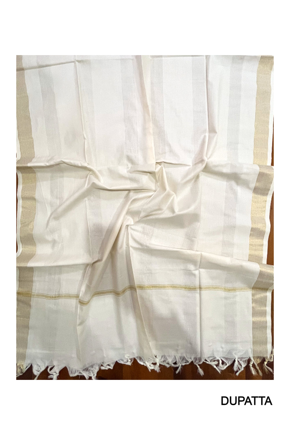 Kerala Tissue Churidar Salwar Material with Kasavu Woven Temple Border (include Shawl / Dupatta)