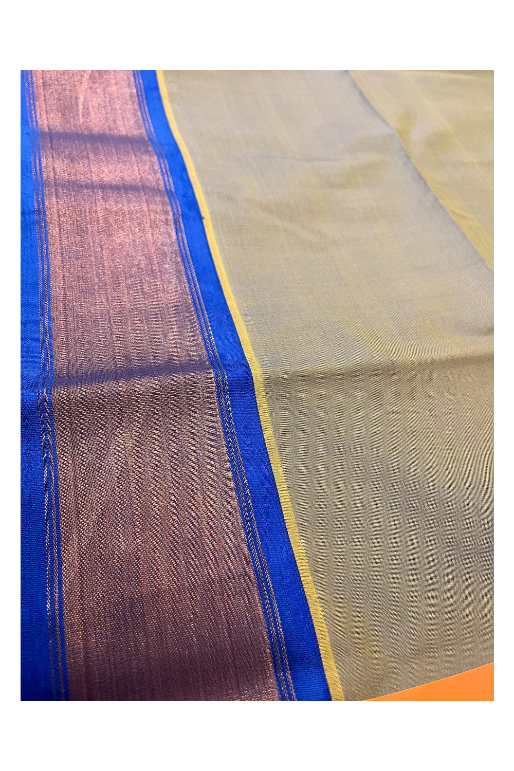 Southloom South Silk Pattu Saree With Orange Body and Blue Pallu