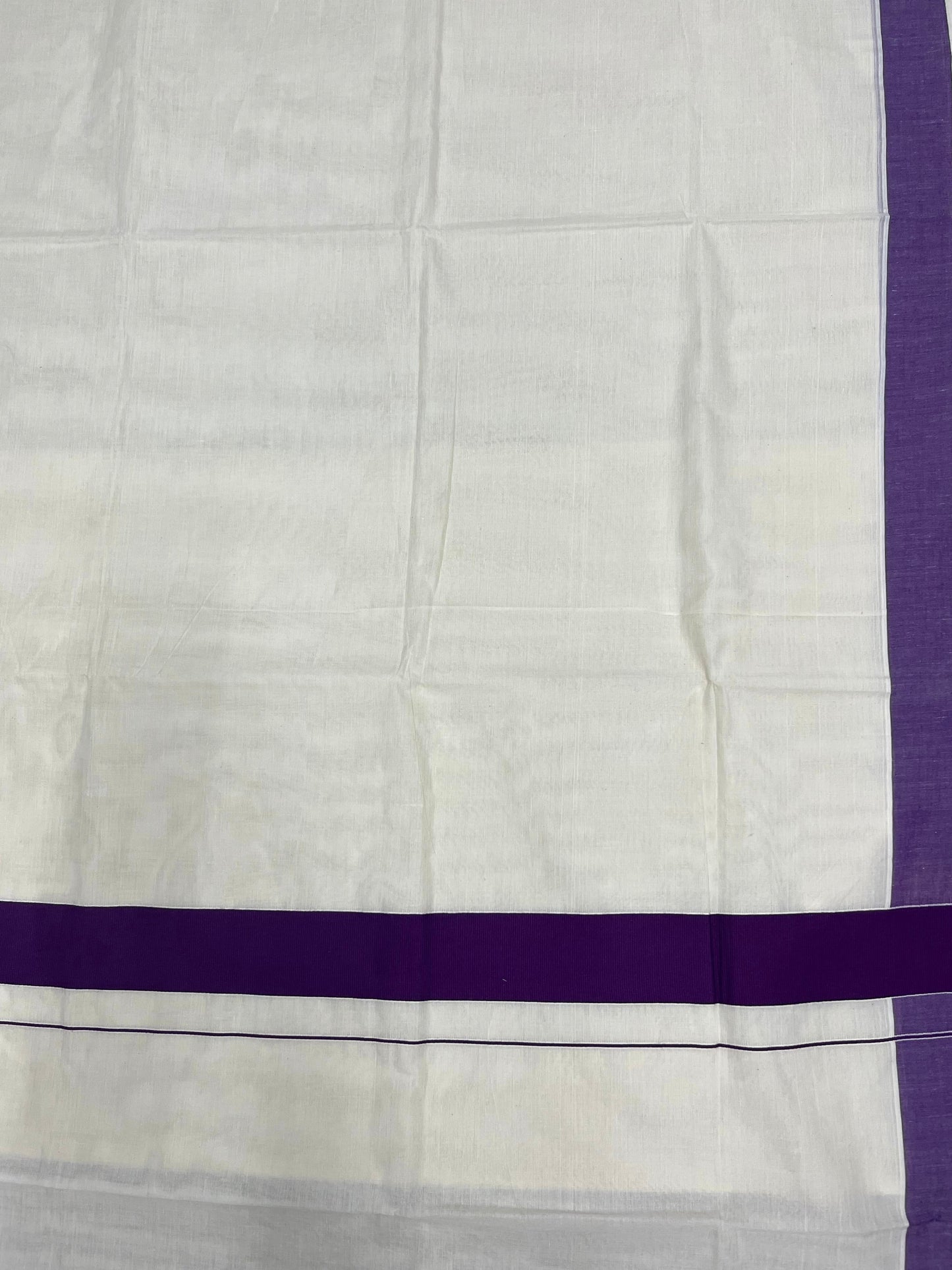 Southloom Pure Cotton Kerala Saree with Violet Plain Border