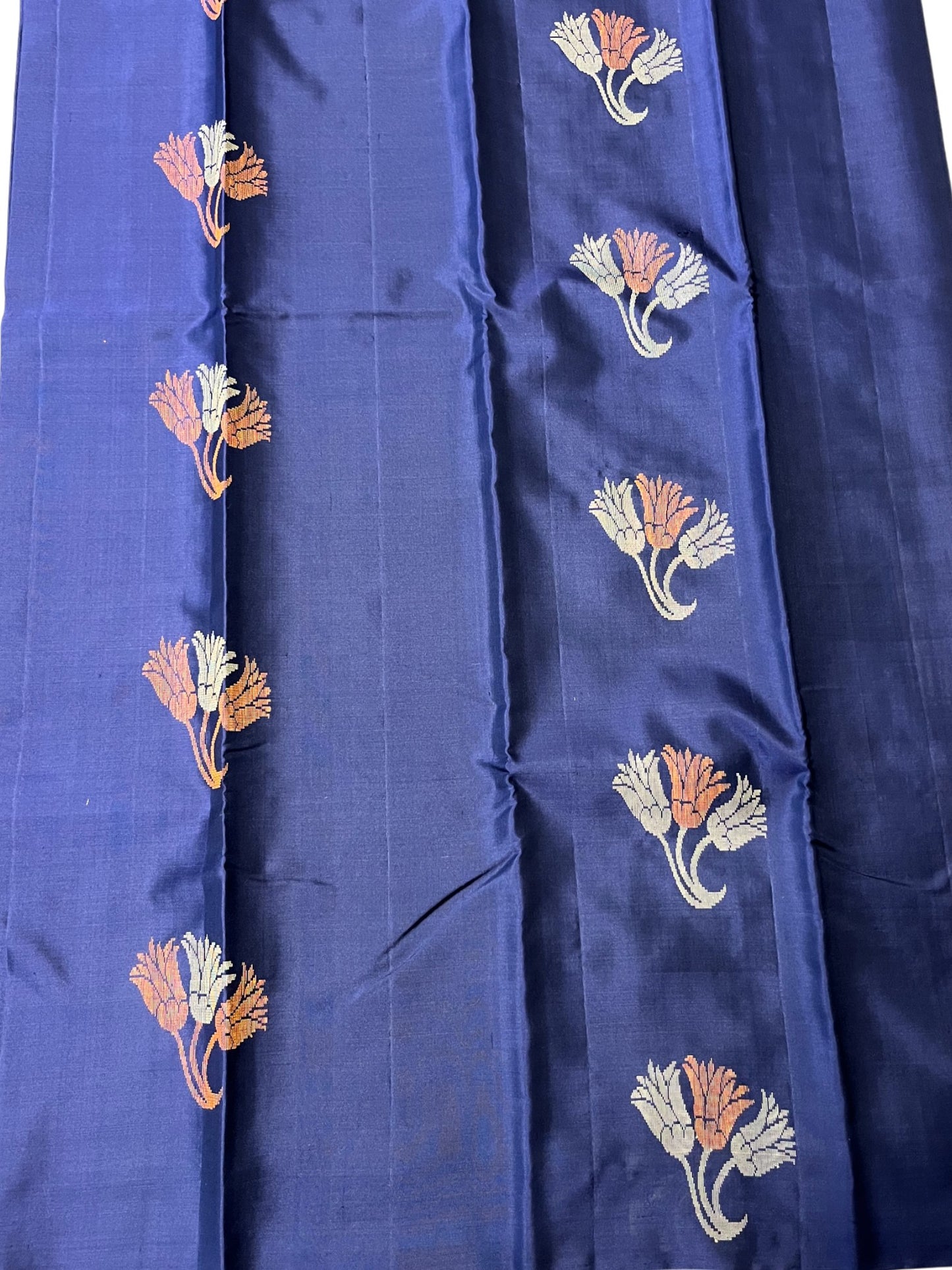 Southloom Pure Handloom Bridal Kanchipuram Silk Saree with Korvai Work (Blue & Beige)