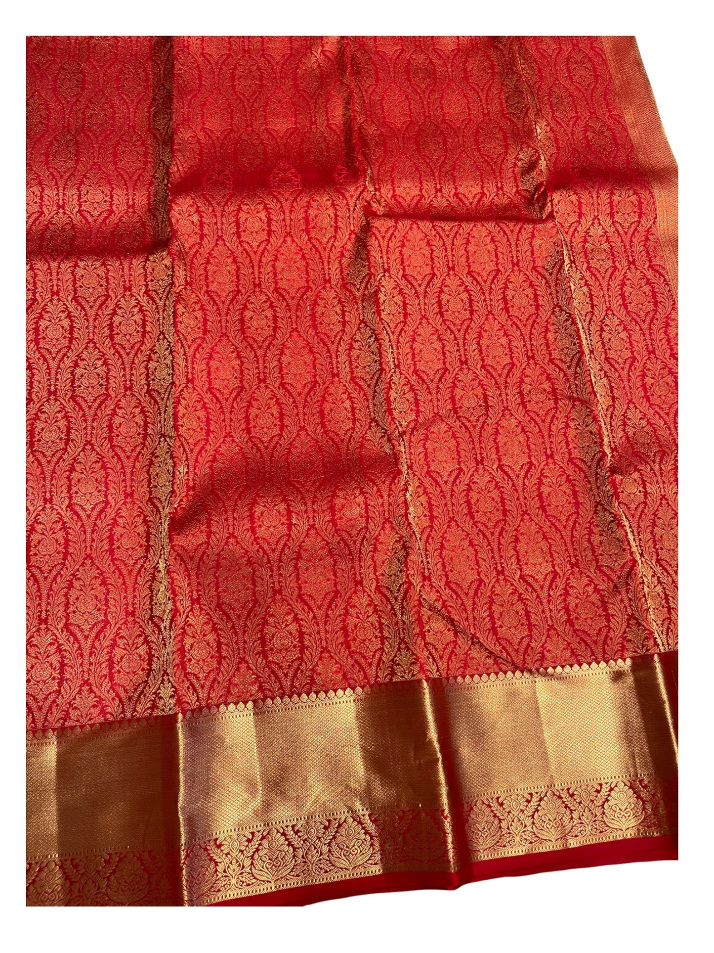 Southloom Pure Handloom Bridal Kanchipuram Silk Saree with Korvai Work (Red)