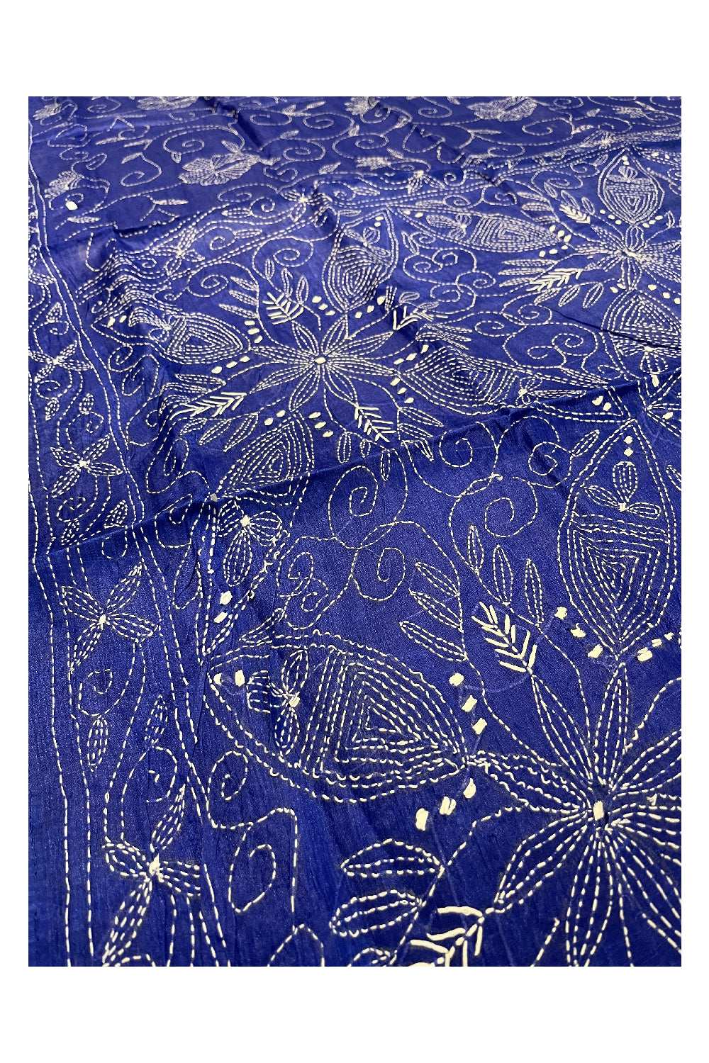 Southloom Kantha Thread Work Designer Blue Saree