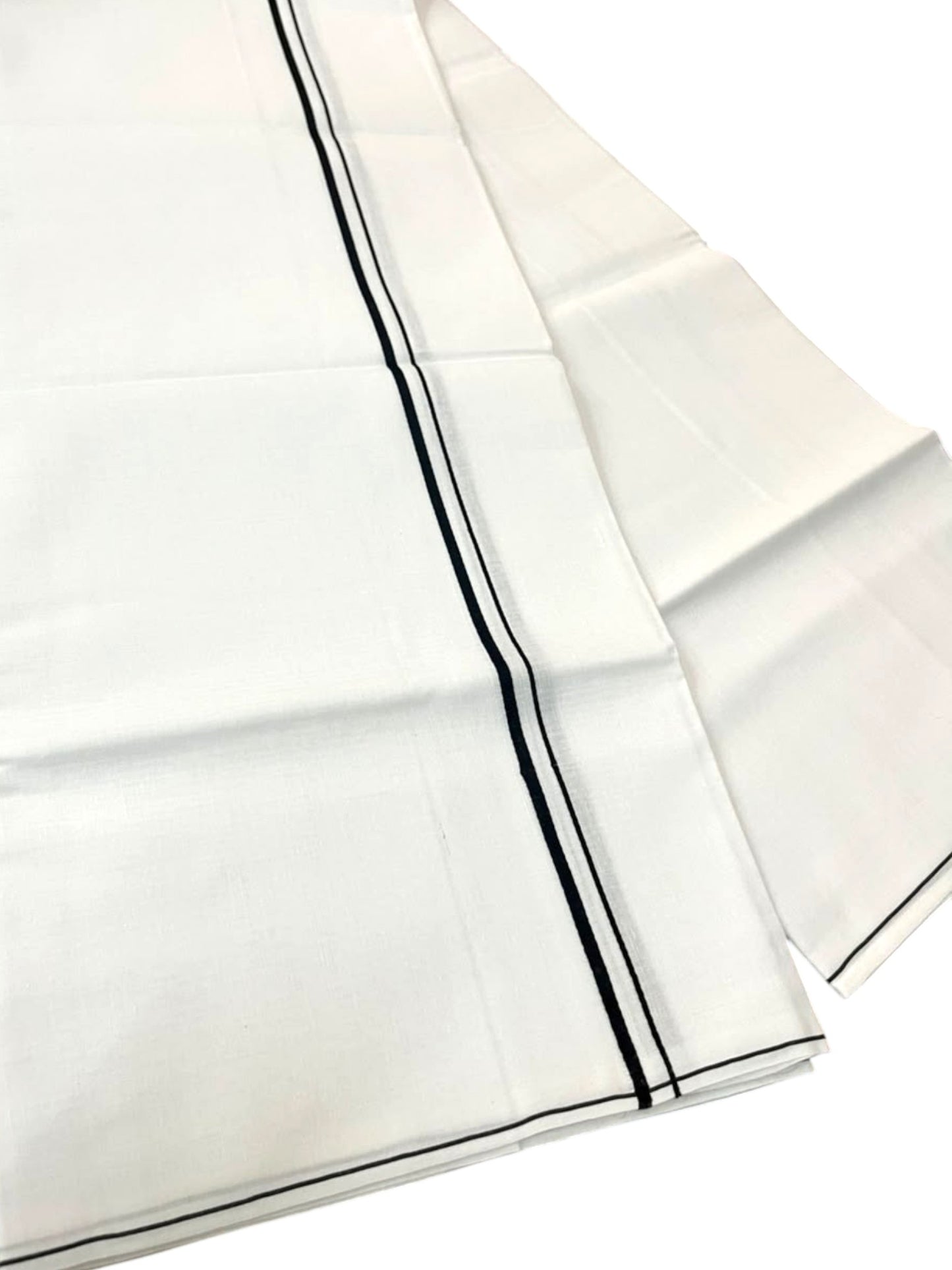 Southloom Pure White Cotton Single Mundu with Black Border (South Indian Kerala Dhoti)