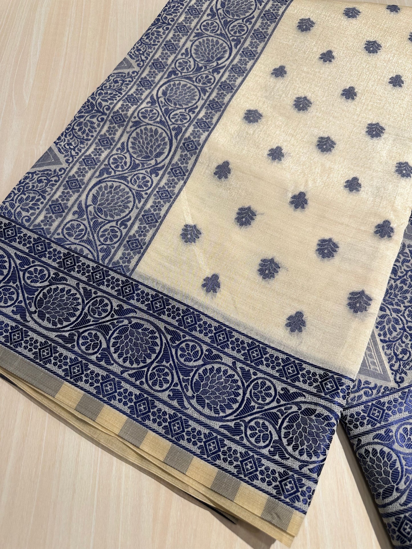 Blue Semi Tussar Saree SL0042
