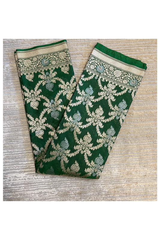 Southloom Banarasi Georgette Woven Work Saree in Green