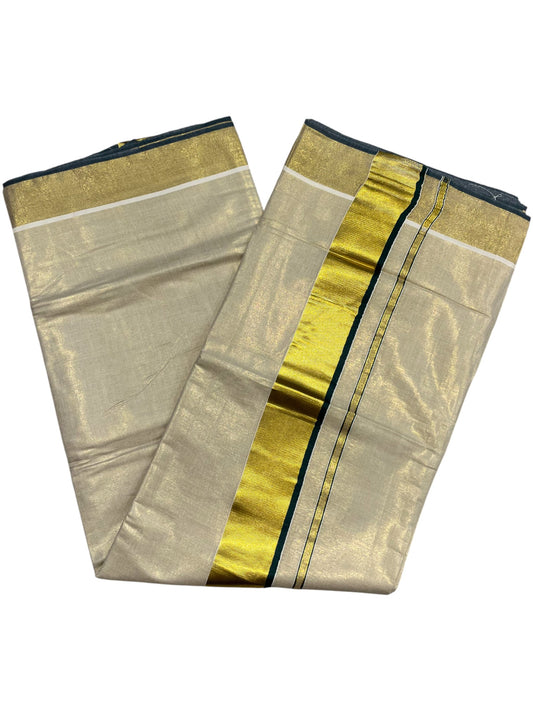 Southloom Kerala Tissue Kasavu Plain Saree With Green Border