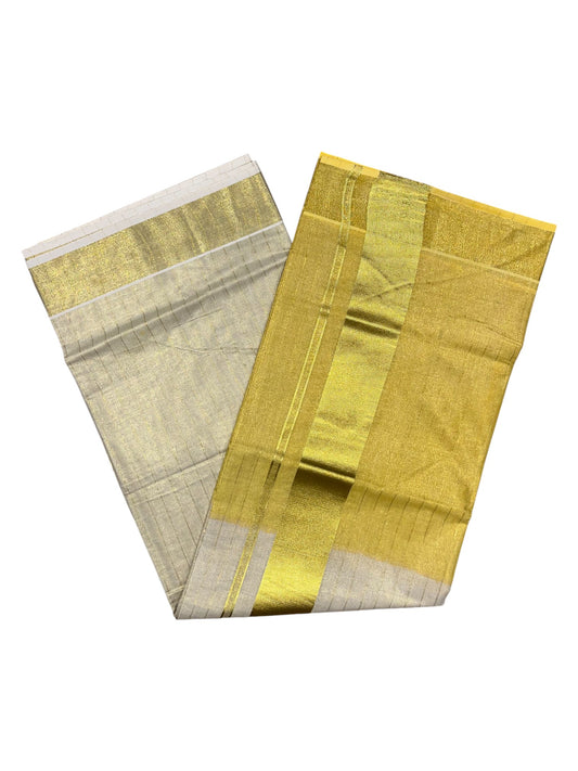 Southloom Kerala Tissue Kasavu Lines Yellow Saree