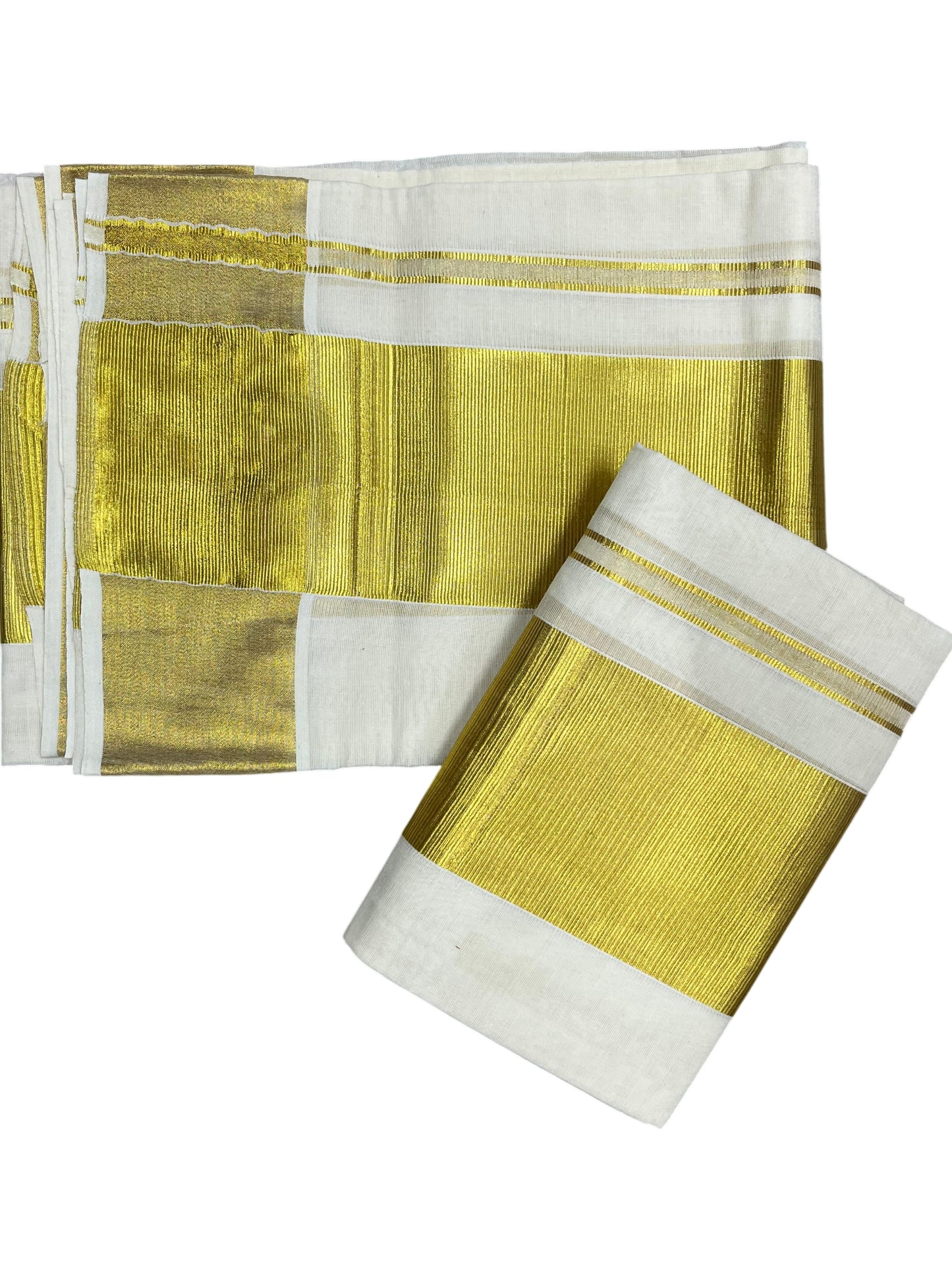 Kerala Cotton Plain Single Set Mundu (Mundum Neriyathum) with Half Fine 4 inch Border in 2.80 Mtrs