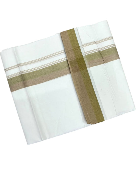 Southloom Pure Cotton Mundu with Mustard Yellow Border (South Indian Kerala Dhoti)