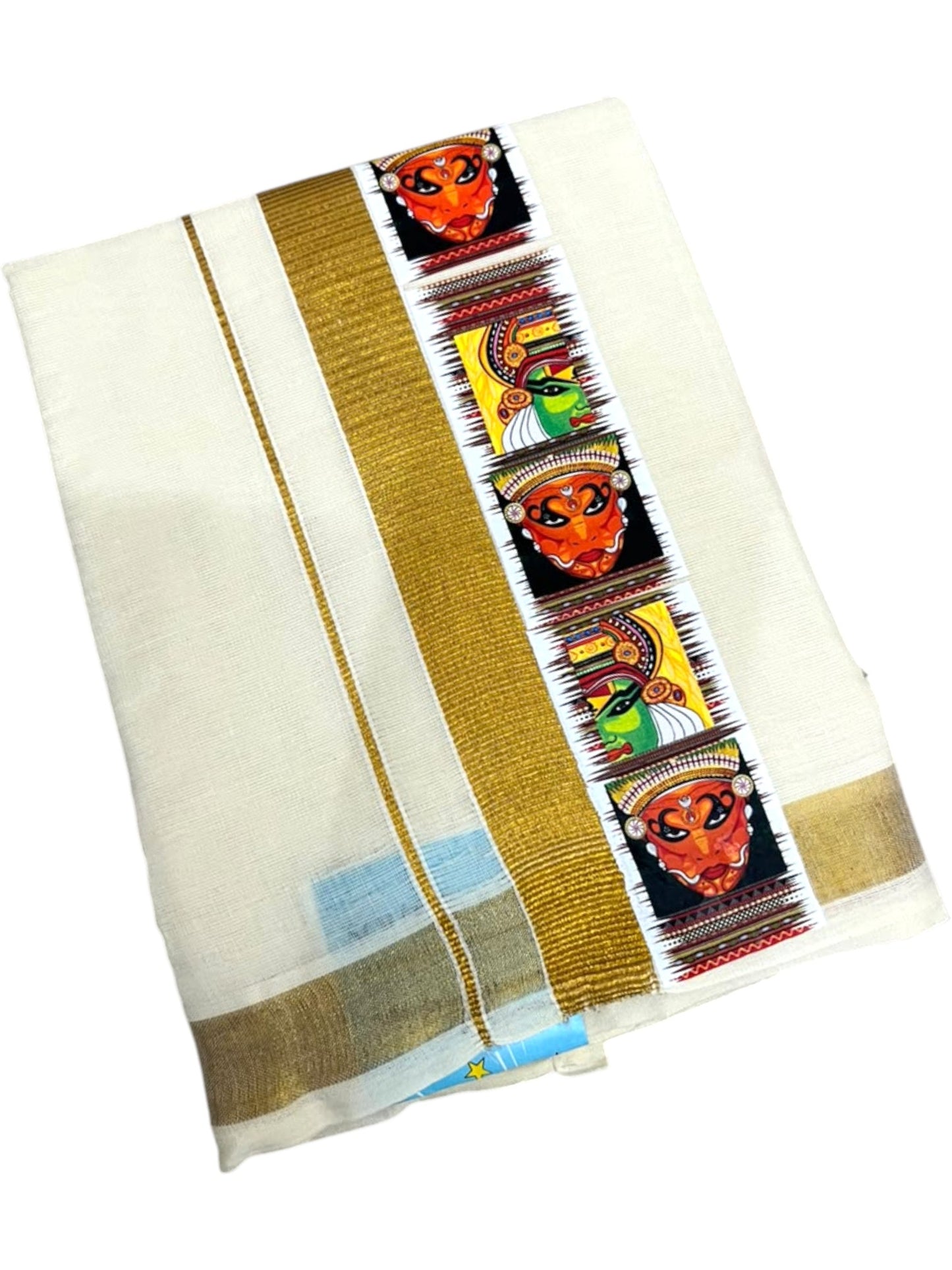 Southloom Cotton Kasavu Printed Kids's Velcro Mundu SLK