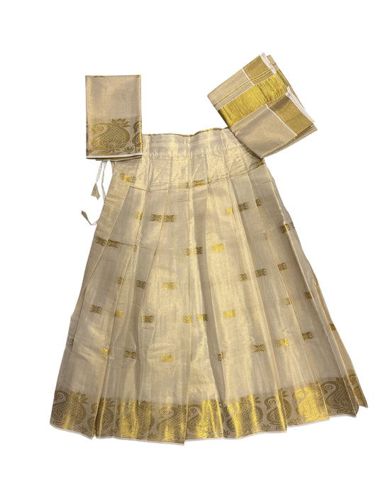Southloom Semi Stitched Tissue  Dhavani Set with Pavada and Blouse Piece