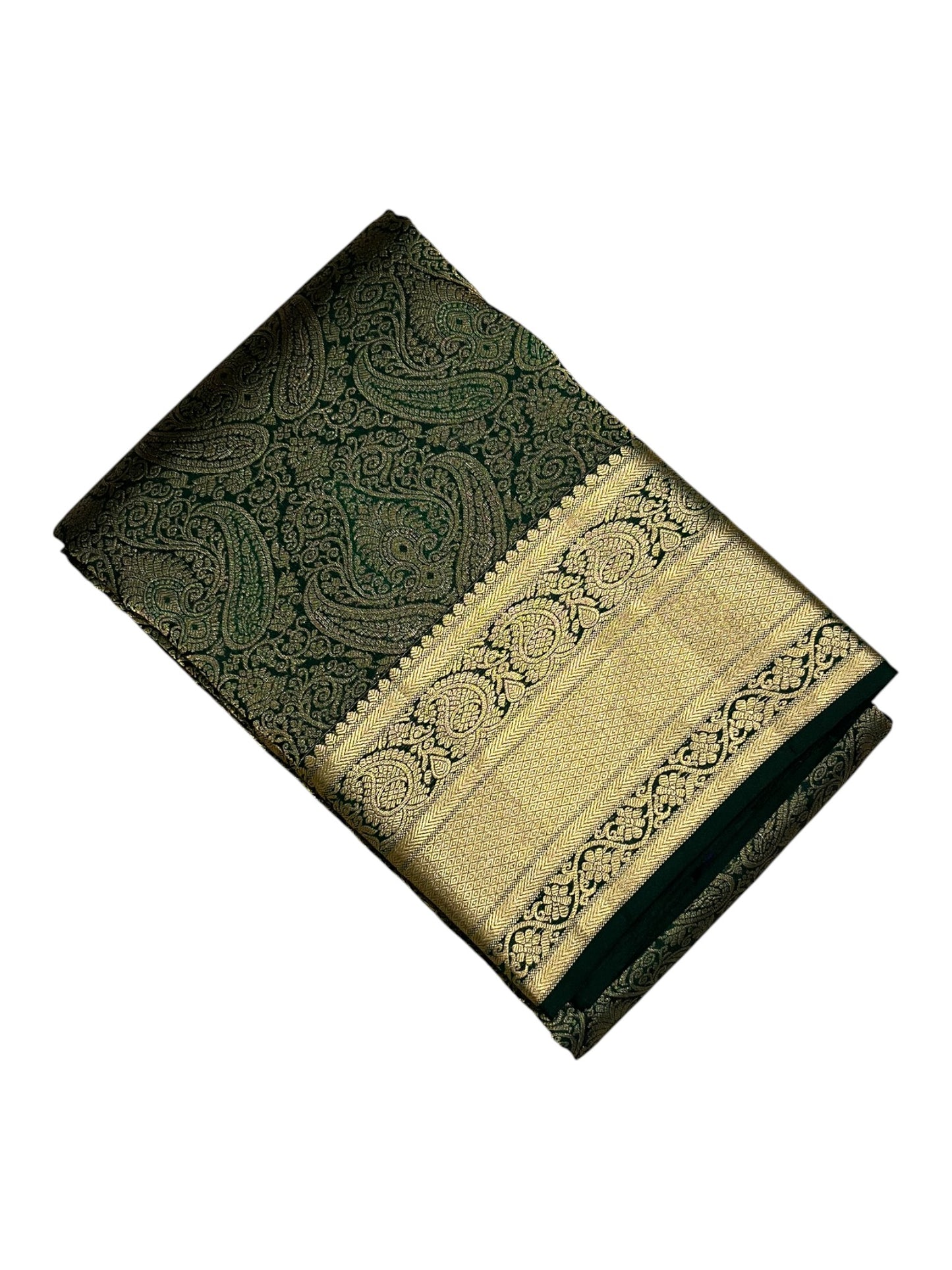 Southloom Pure Handloom Bridal Kanchipuram Silk Saree with Korvai Work (Green)