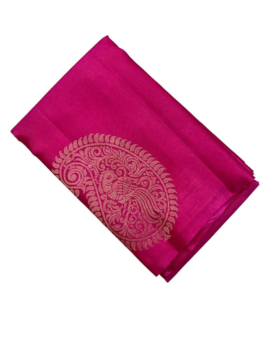 Southloom Pure Handloom Bridal Kanchipuram Silk Saree with Korvai Work(Magenta)