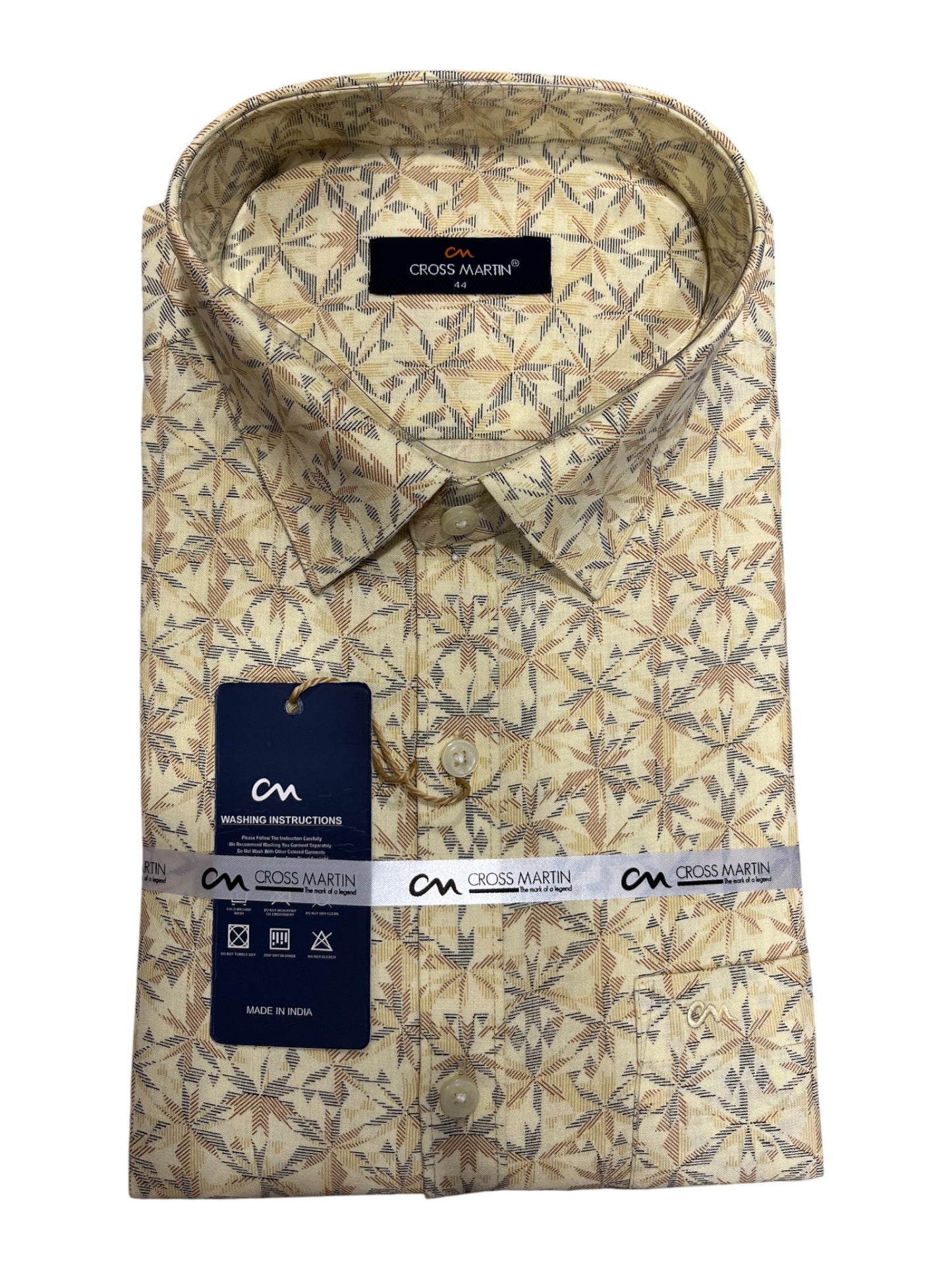 Southloom Pure Cotton Yellow Printed Shirt (44 FS)