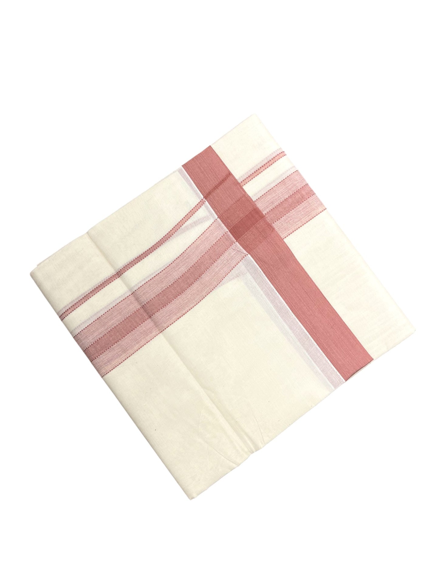 Southloom Kerala Pure Cotton Double Mundu with Maroon Border (South Indian Dhoti)