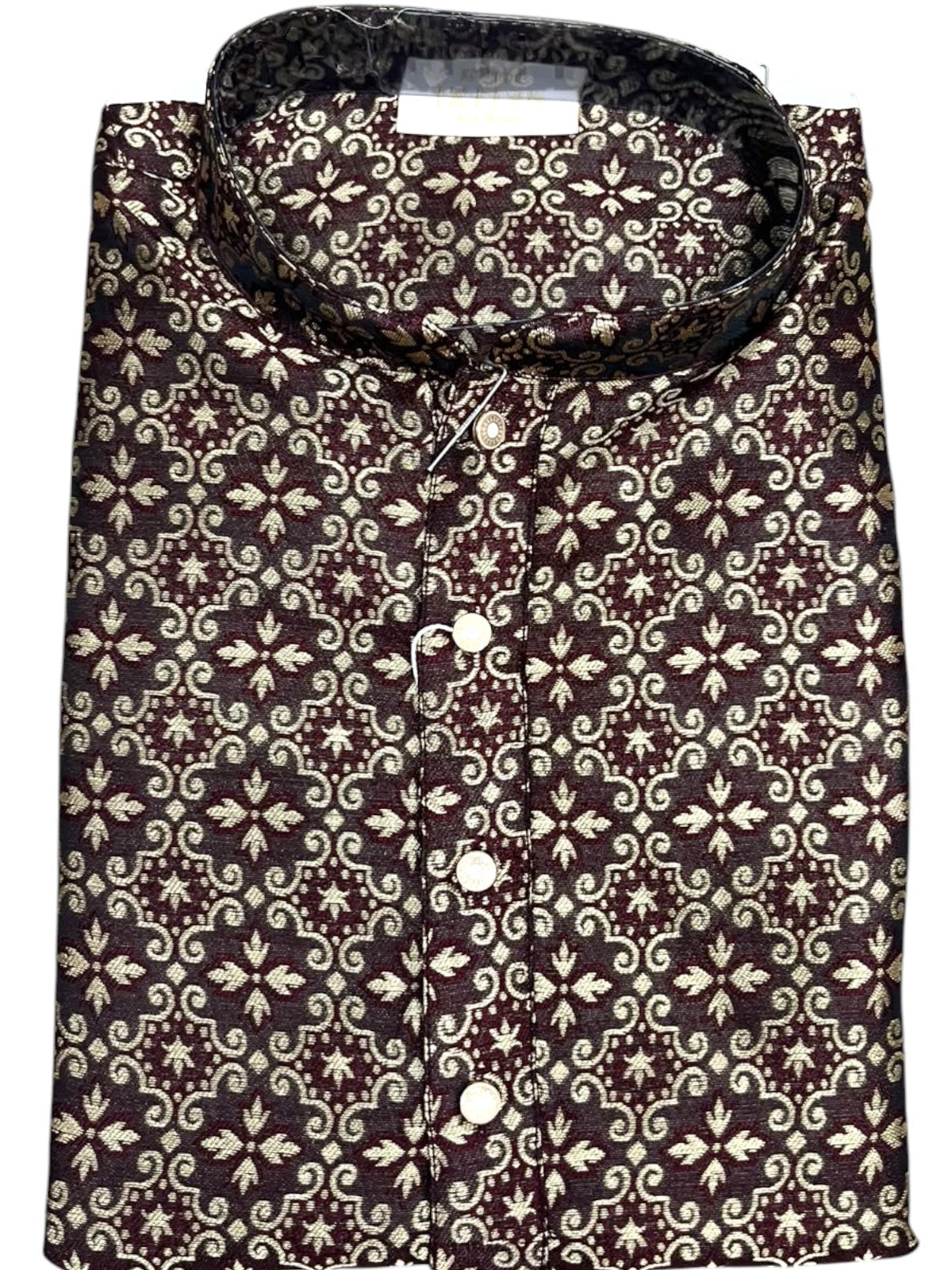 Southloom Maroon Woven Patterns Semi Silk Long Kurta for Men SL591