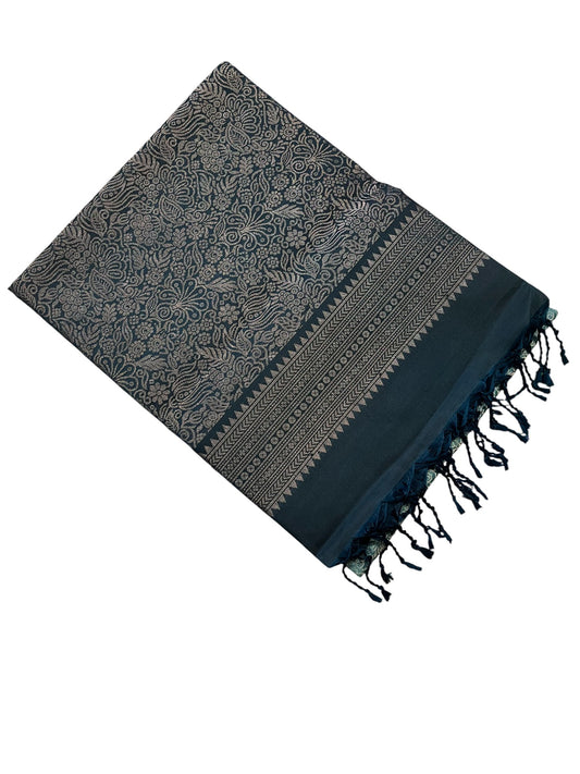 Southloom Pure Handloom Bridal Kanchipuram Silk Saree with Korvai Work (Green & Blue)