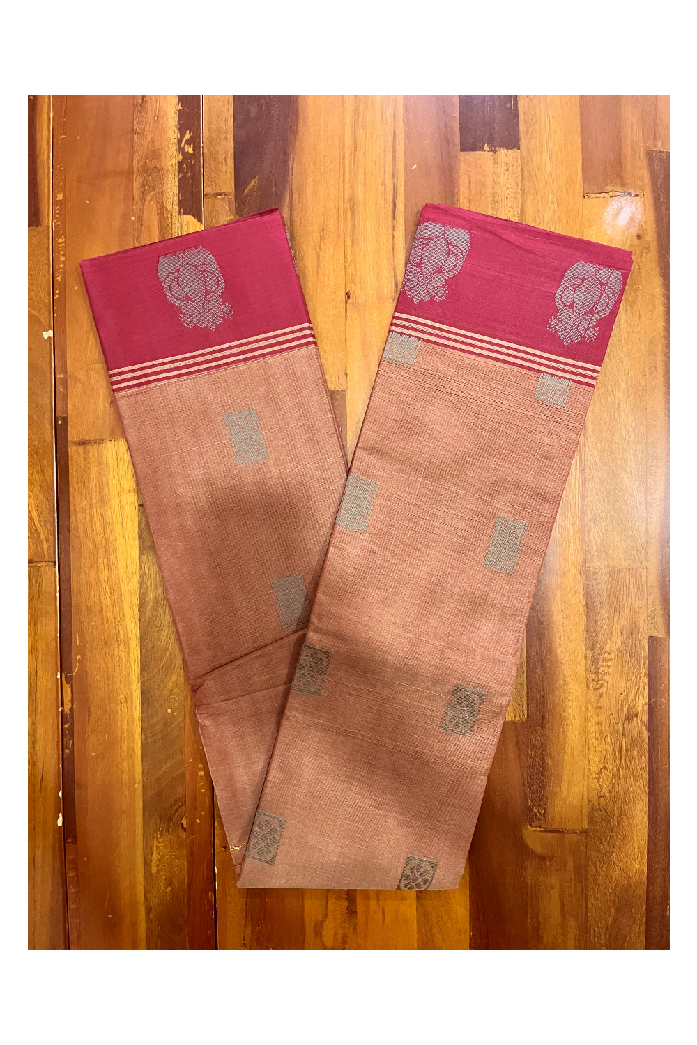 Southloom Cotton Brown Saree with Woven Butta Works on Body and Pallu