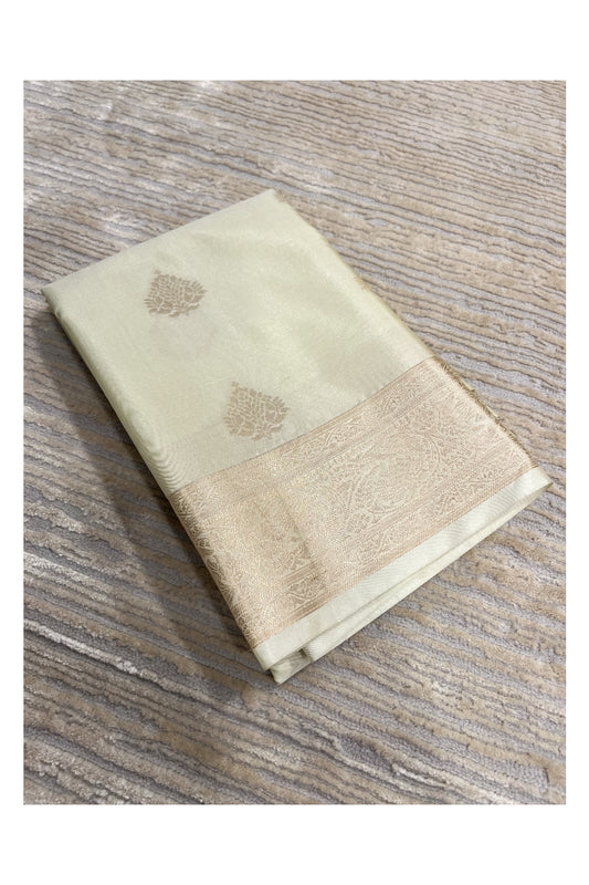 Southloom Pastel Shade Silk Saree In Beige With Woven Zari Borders And Butta Work Across Body