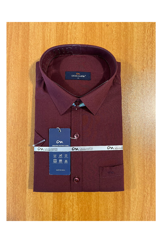 Pure Cotton Maroon Solid Shirt (44 HS)