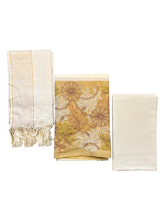 Southloom™ Cotton Churidar Salwar Suit Material with Maroon Embroidery Work (include Lines Shawl / Dupatta)