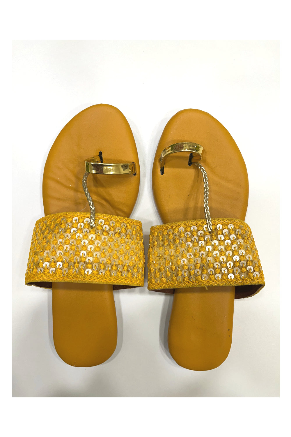 Southloom Jaipur Handmade Embroidered Yellow Sandals