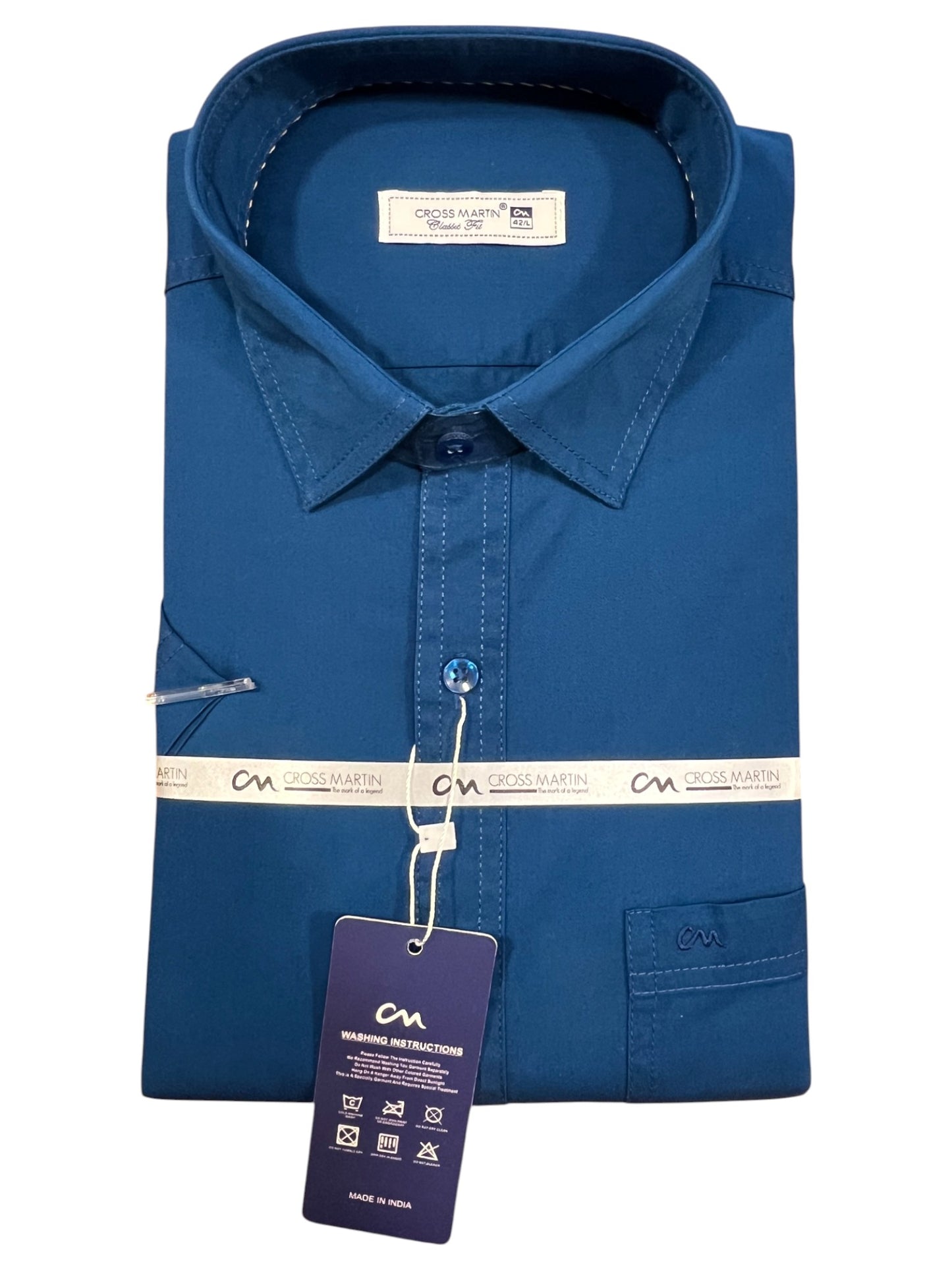 Southloom Pure Cotton Blue plain Shirt (42 HS)