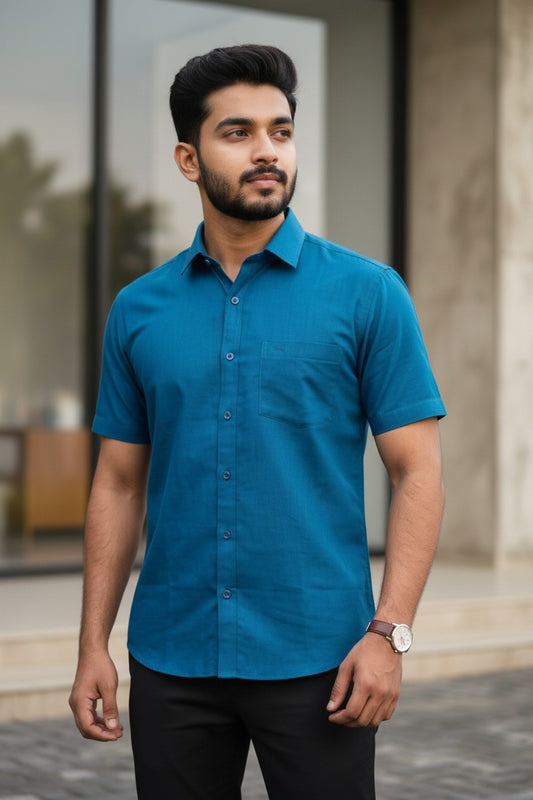 Southloom Pure Cotton Blue plain Shirt SLSHIRT 42 HS